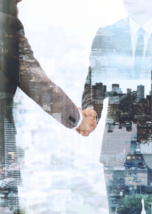 Corporate business handshake between business partners